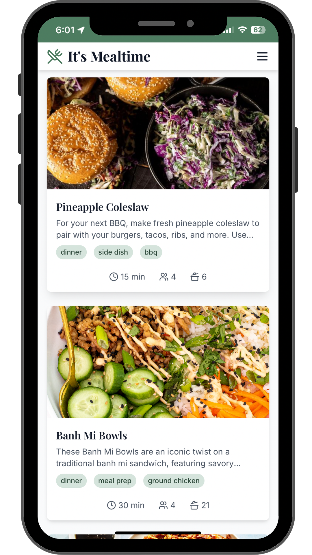 Recipe collection screenshot